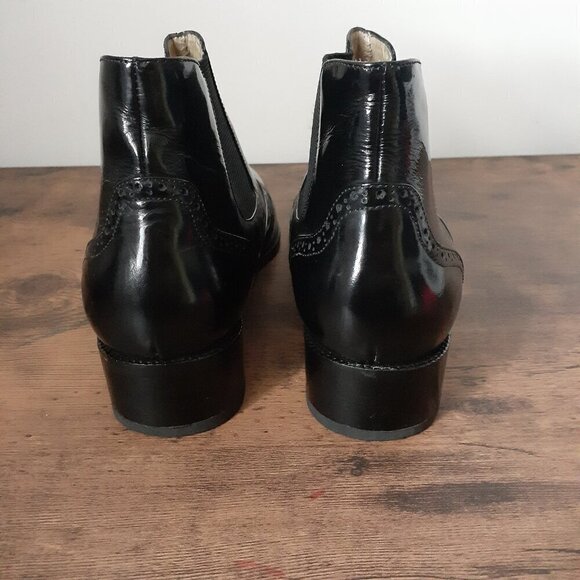 Carlo Pazolini Women's Size 7.5 (EU38) Black Patent Leather Wingtip Ankle Boots - Picture 6 of 15